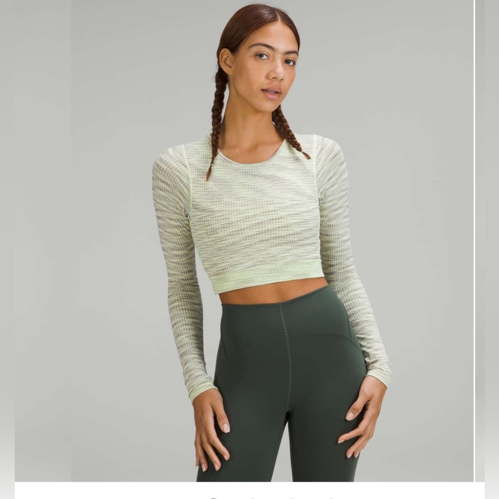 Lululemon Ebb to Street Long Sleeve Shirt Crop Green Purple Size 2